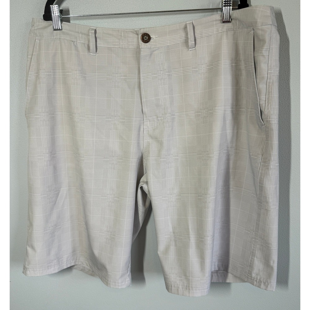 BKE Mens Shorts 38 Tan Plaid Hybrid Athletic Fit